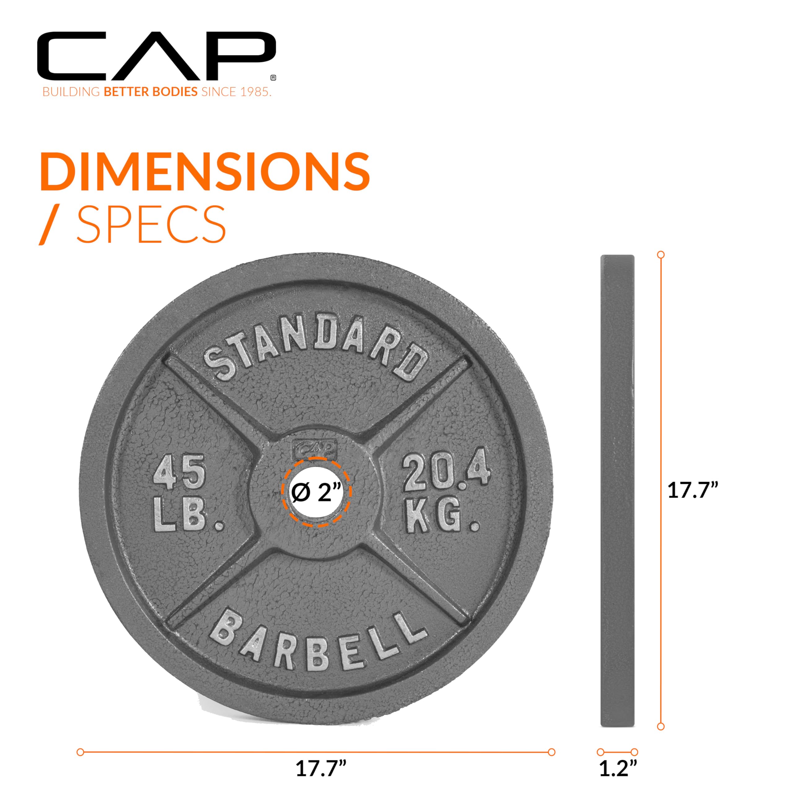 Amazon | CAP Barbell 45ポンド グレー オリンピックウェイトプレート